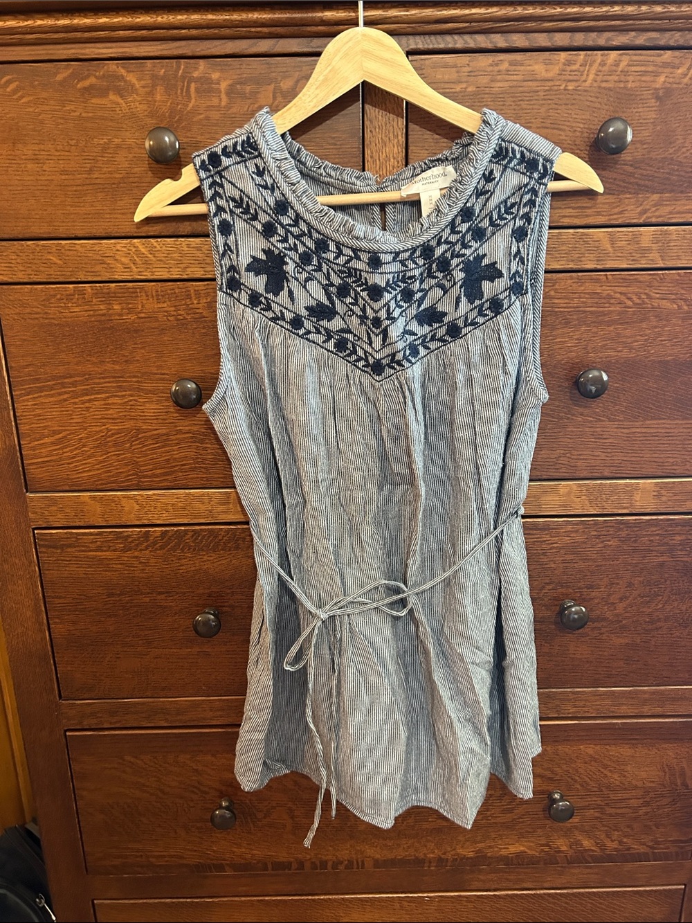 Motherhood Maternity Light Blue Embroidered Sleeveless Tunic
